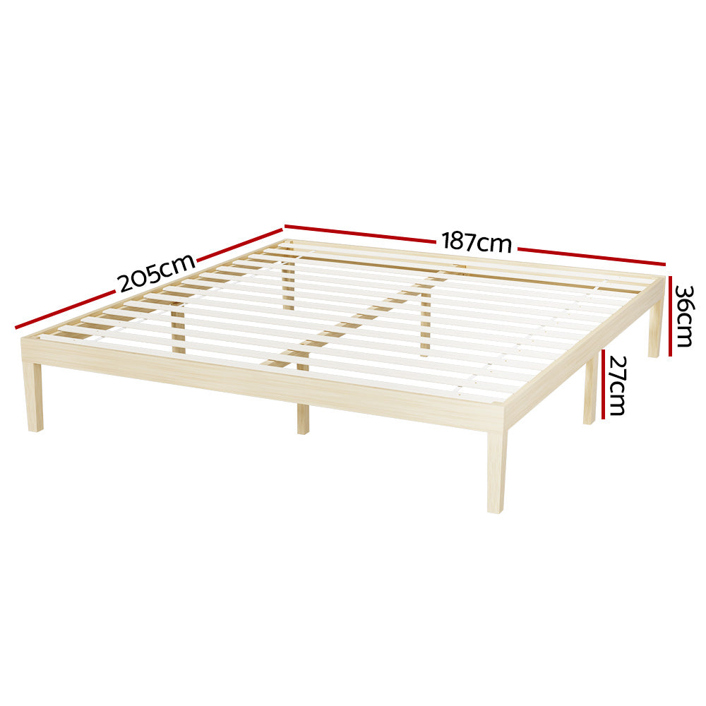 Artiss Bed Frame King Size Wooden Base Mattress Platform Timber Pine BRUNO Artiss