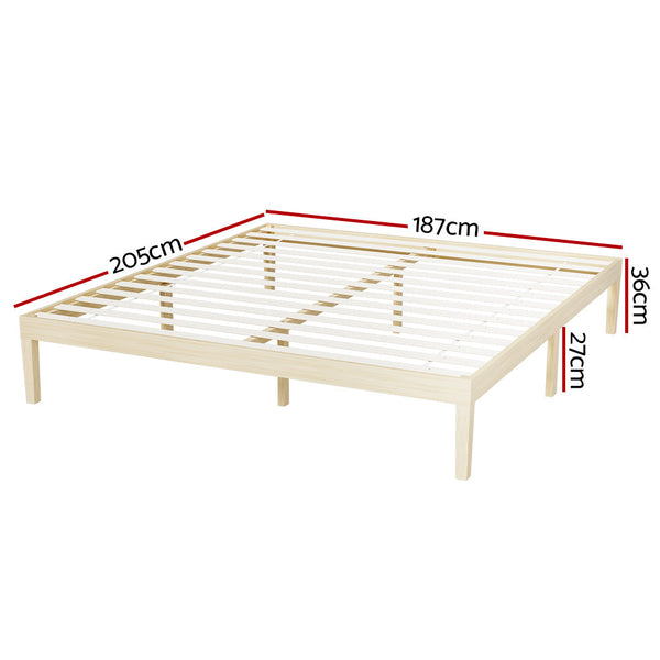 Artiss Bed Frame King Size Wooden Base Mattress Platform Timber Pine BRUNO Artiss