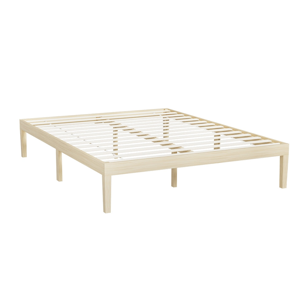 Artiss Bed Frame Queen Size Wooden Base Mattress Platform Timber Pine BRUNO Artiss