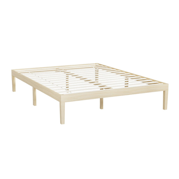 Artiss Bed Frame Queen Size Wooden Base Mattress Platform Timber Pine BRUNO Artiss