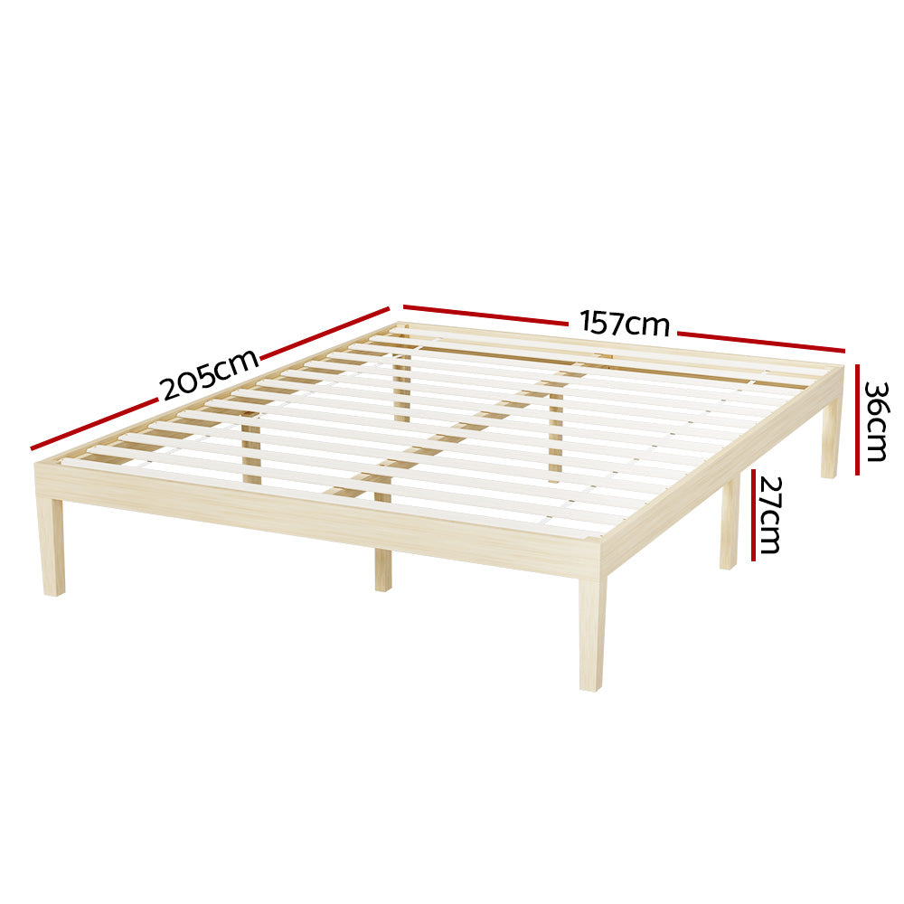 Artiss Bed Frame Queen Size Wooden Base Mattress Platform Timber Pine BRUNO Artiss