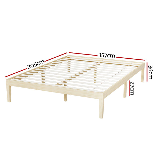 Artiss Bed Frame Queen Size Wooden Base Mattress Platform Timber Pine BRUNO Artiss