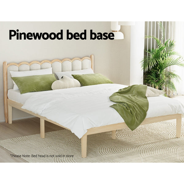 Artiss Bed Frame Queen Size Wooden Base Mattress Platform Timber Pine BRUNO Artiss