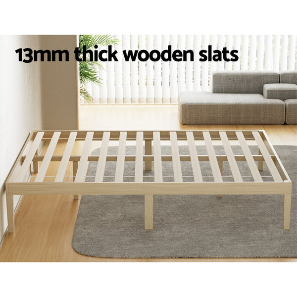 Artiss Bed Frame Queen Size Wooden Base Mattress Platform Timber Pine BRUNO Artiss
