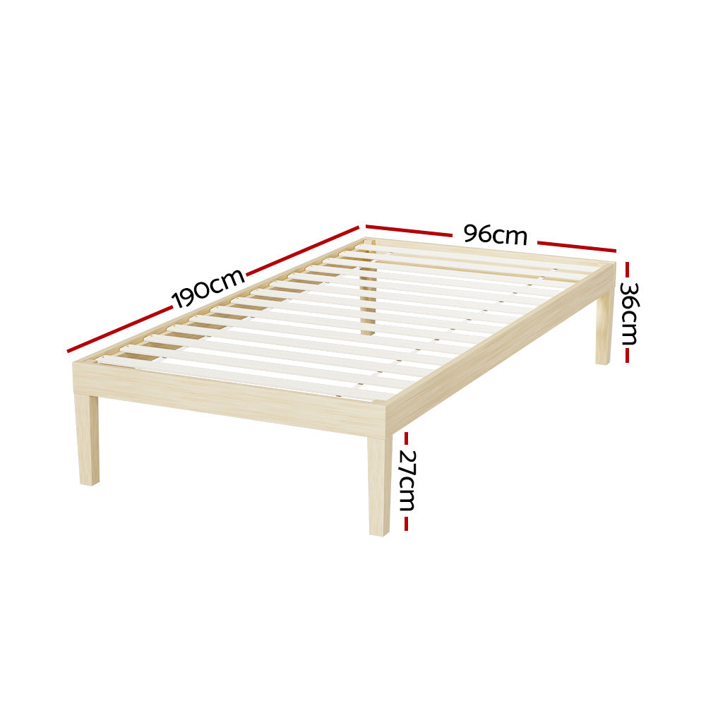 Artiss Bed Frame Single Size Wooden Base Mattress Platform Timber Pine BRUNO Artiss