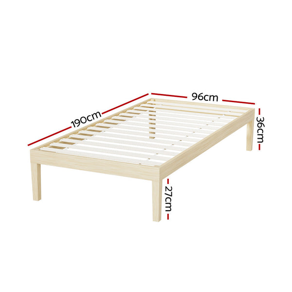 Artiss Bed Frame Single Size Wooden Base Mattress Platform Timber Pine BRUNO Artiss