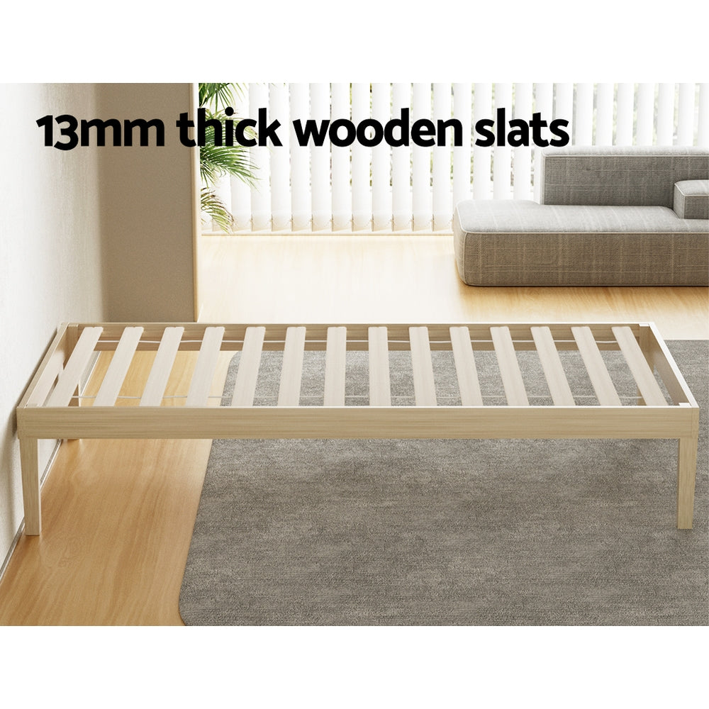 Artiss Bed Frame Single Size Wooden Base Mattress Platform Timber Pine BRUNO Artiss