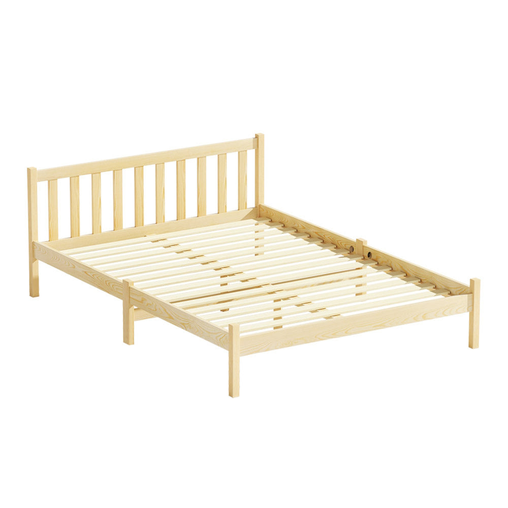 Artiss Bed Frame Wooden Double Size Bed Base Pine Timber Mattress Foundation Oak Artiss