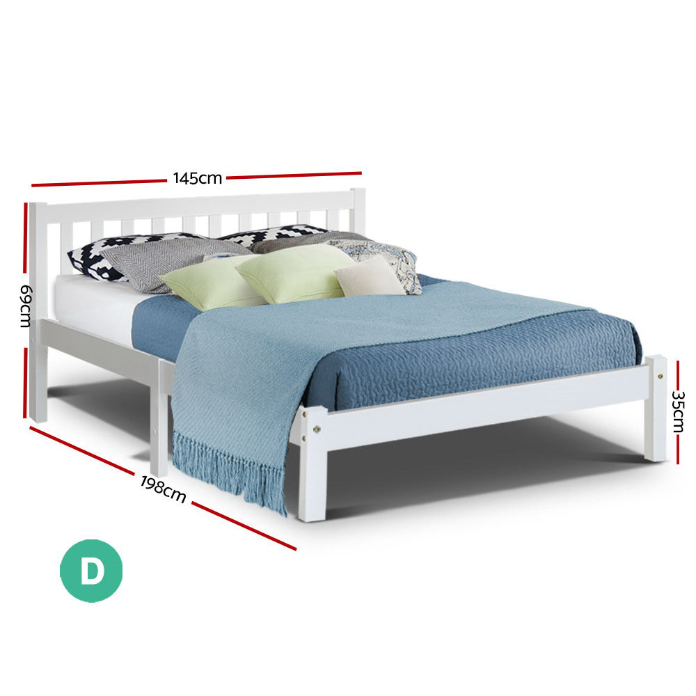 Artiss Double Full Size Wooden Bed Frame SOFIE Pine Timber Mattress Base Bedroom freeshipping - Awezingly