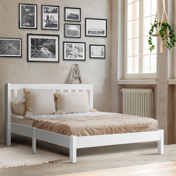 Artiss Wooden Bed Frame Queen Size Pine Timber Mattress Base Bedroom Artiss