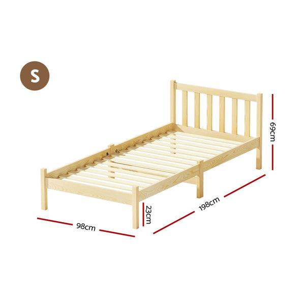 Artiss Bed Frame Wooden Single Size SOFIE Pine Timber Mattress Base OAK Artiss