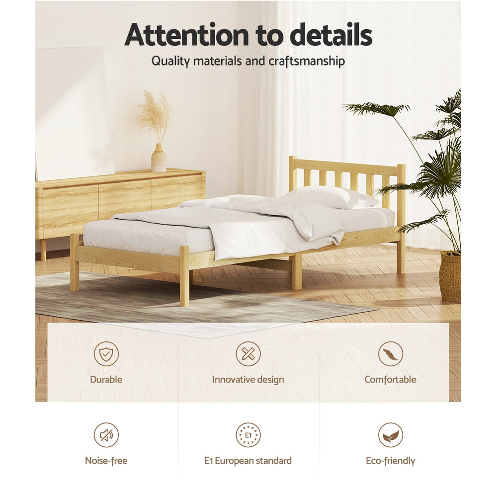 Artiss Bed Frame Wooden Single Size SOFIE Pine Timber Mattress Base OAK Artiss