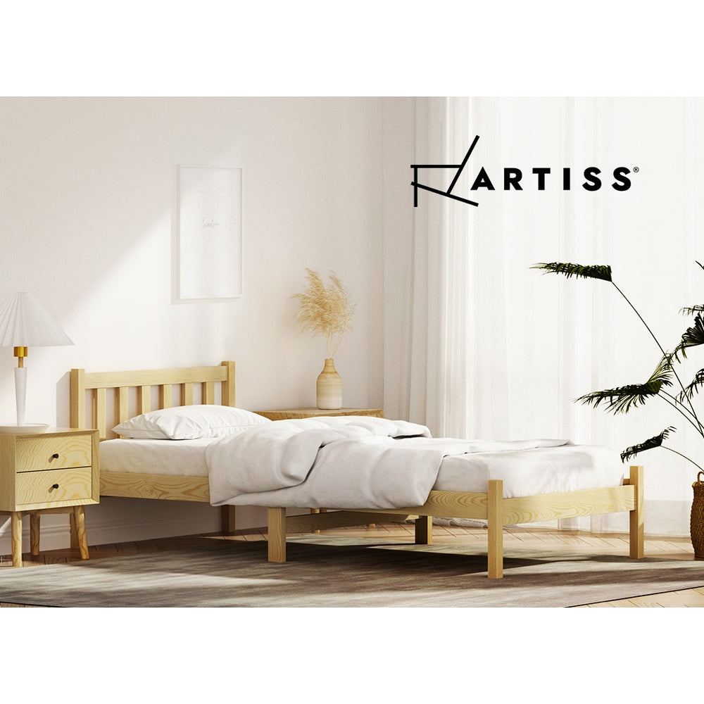 Artiss Bed Frame Wooden Single Size SOFIE Pine Timber Mattress Base OAK Artiss