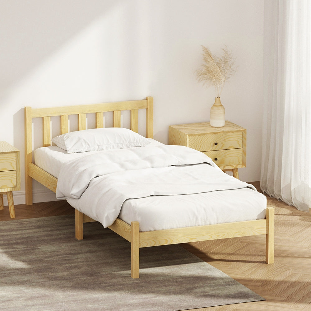 Artiss Bed Frame Wooden Single Size SOFIE Pine Timber Mattress Base OAK Artiss