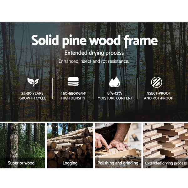 Artiss Set of 2 Bed Frame Storage Drawers Timber Trundle for Wooden Bed Frame Base White Artiss