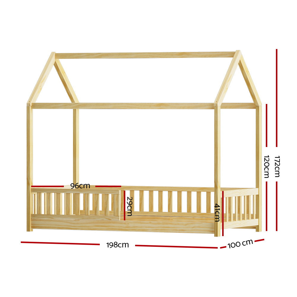 Artiss Wooden Bed Frame Single Size House Frame Pine Timber Base Platform Oak Artiss
