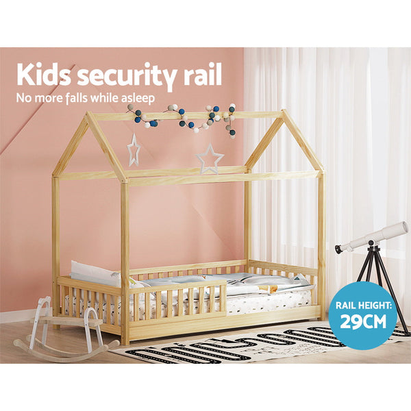 Artiss Wooden Bed Frame Single Size House Frame Pine Timber Base Platform Oak Artiss