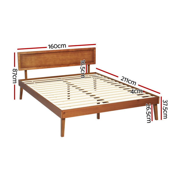 Artiss Bed Frame Queen Size Wooden Bed Base Walnut SPLAY Artiss