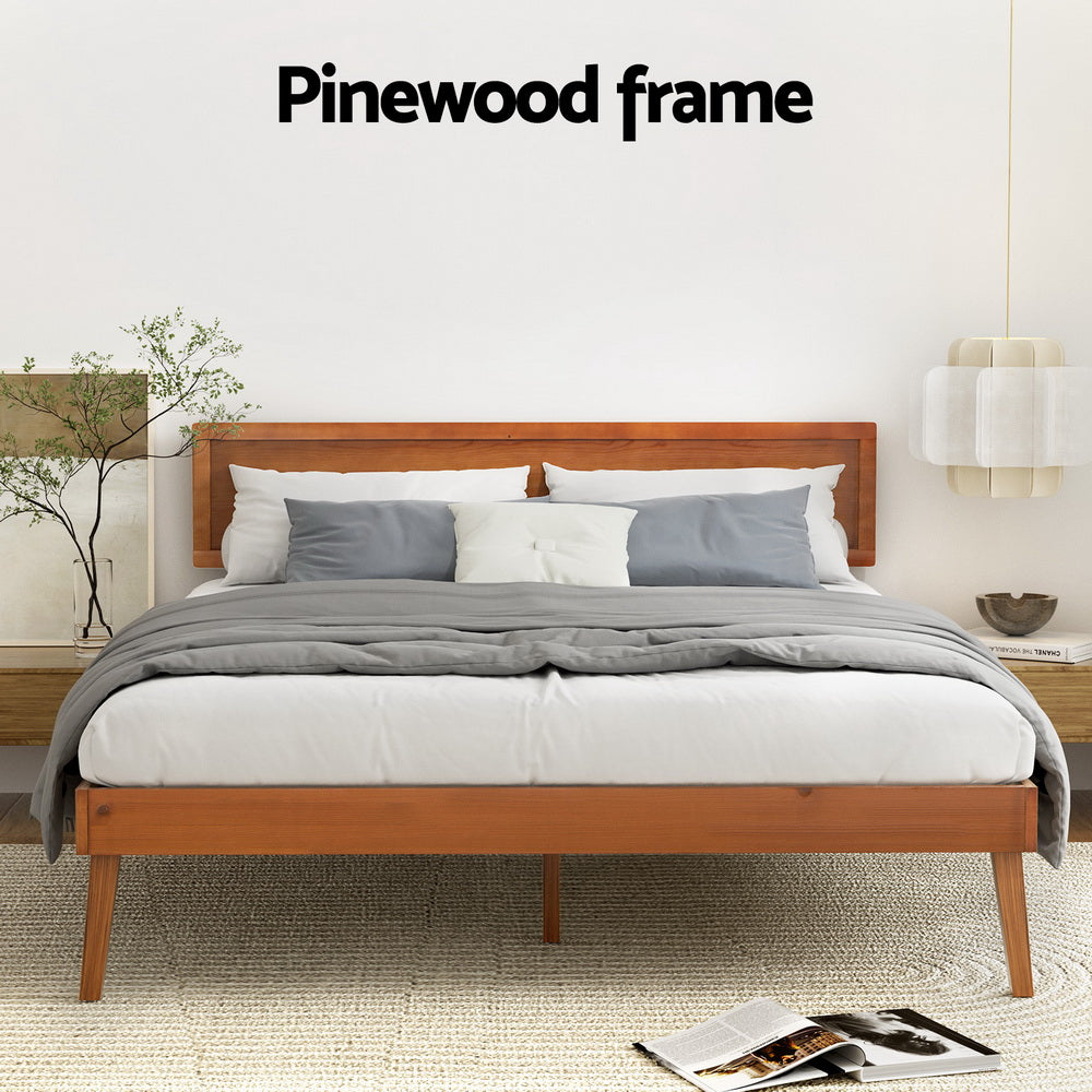 Artiss Bed Frame Queen Size Wooden Bed Base Walnut SPLAY Artiss