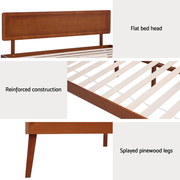 Artiss Bed Frame Queen Size Wooden Bed Base Walnut SPLAY Artiss