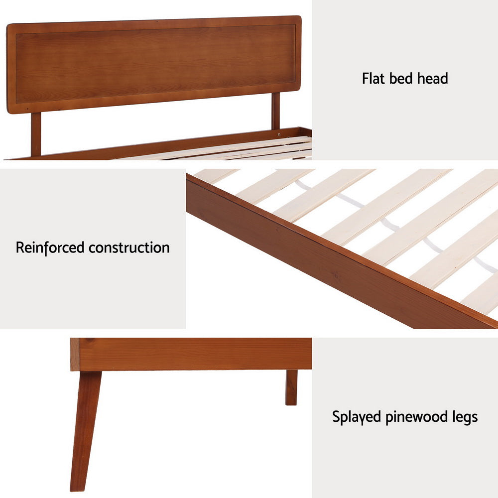 Artiss Bed Frame Single Size Wooden Bed Base Walnut SPLAY Artiss