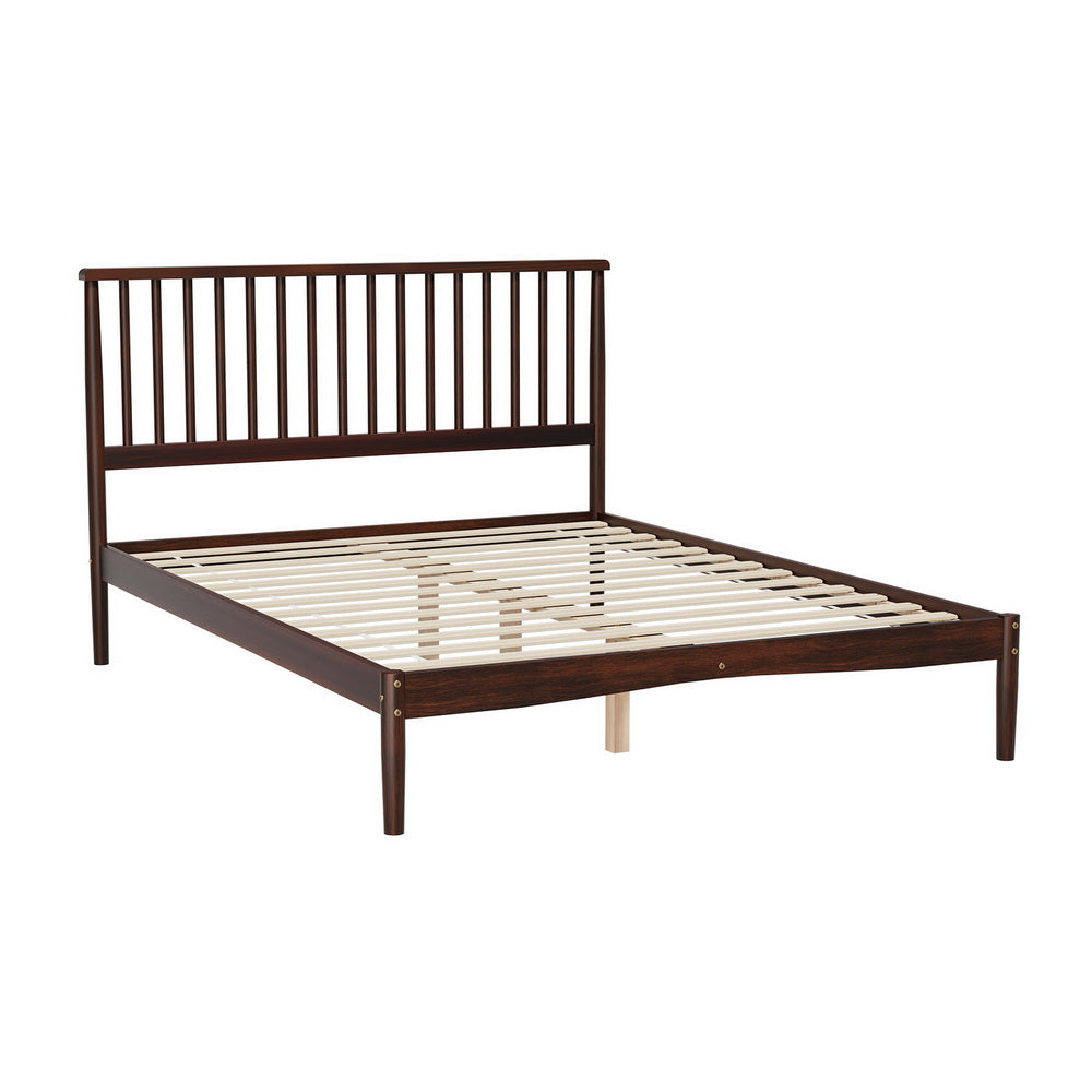 Artiss Bed Frame Double Size Wooden Base Mattress Platform Timber Walnut VISE Artiss