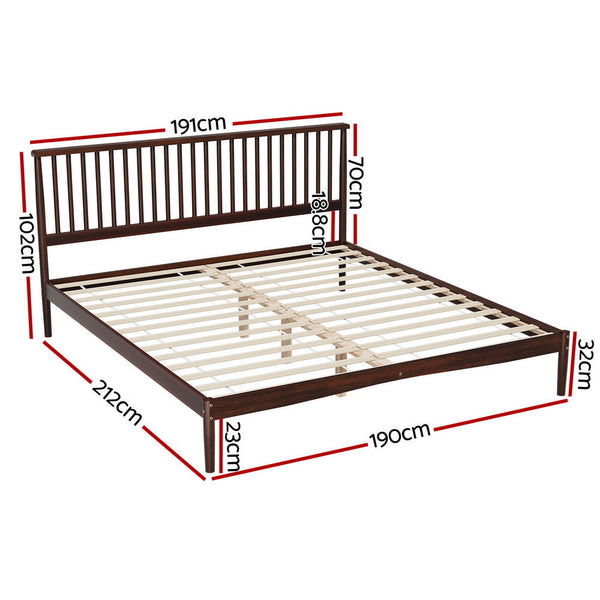 Artiss Bed Frame King Size Wooden Base Mattress Platform Timber Walnut VISE Artiss