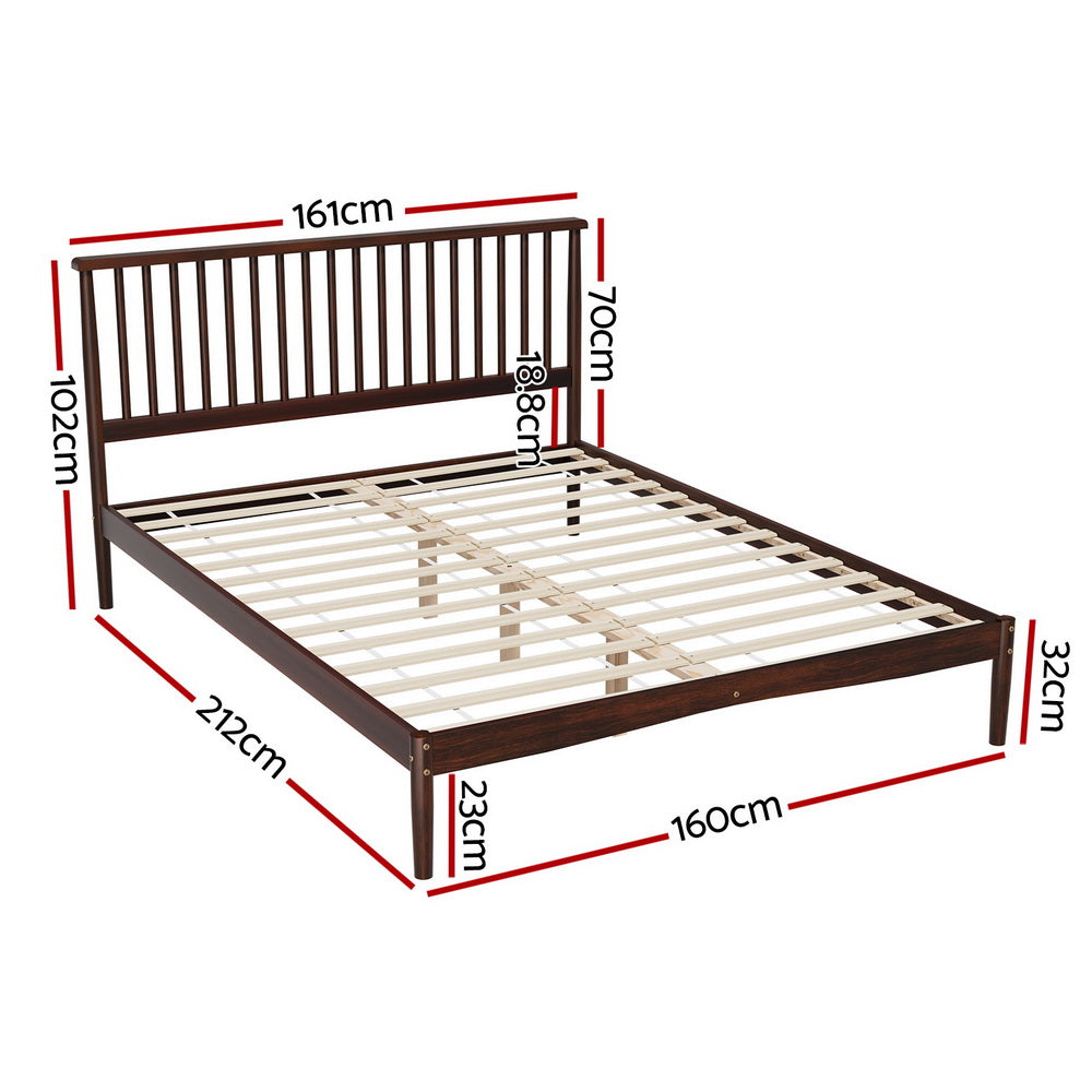 Artiss Bed Frame Queen Size Wooden Base Mattress Platform Timber Walnut VISE Artiss
