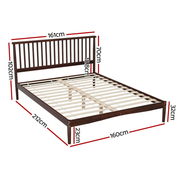 Artiss Bed Frame Queen Size Wooden Base Mattress Platform Timber Walnut VISE Artiss