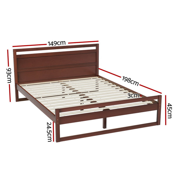 Artiss Bed Frame Double Size Wooden Walnut WITTON Artiss
