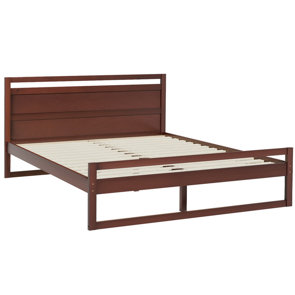Artiss Bed Frame Queen Size Wooden Walnut WITTON Artiss