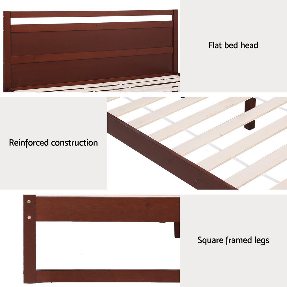 Artiss Bed Frame Queen Size Wooden Walnut WITTON Artiss