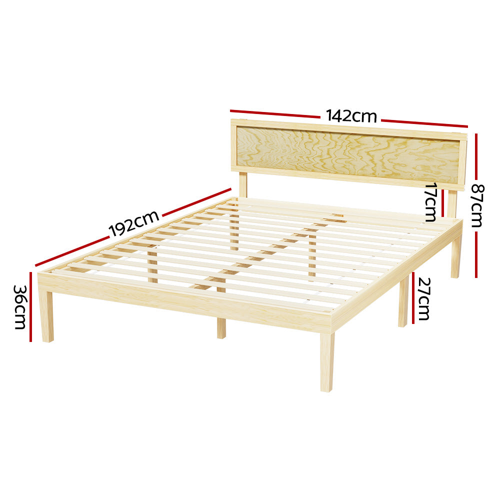 Artiss Bed Frame Double Size Wooden Base Mattress Platform Timber Pine YUMI Artiss