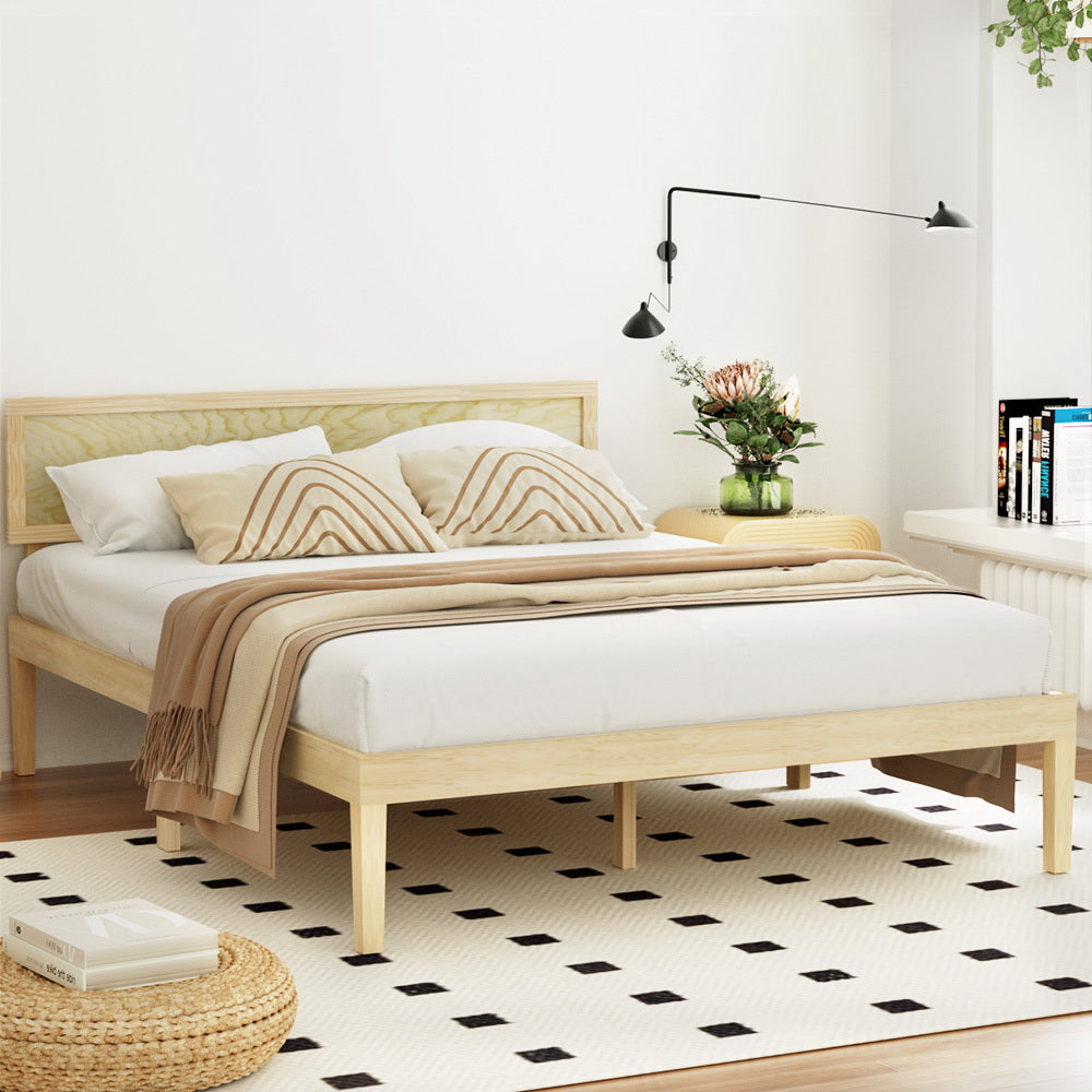 Artiss Bed Frame Queen Size Wooden Base Mattress Platform Timber Pine YUMI Artiss