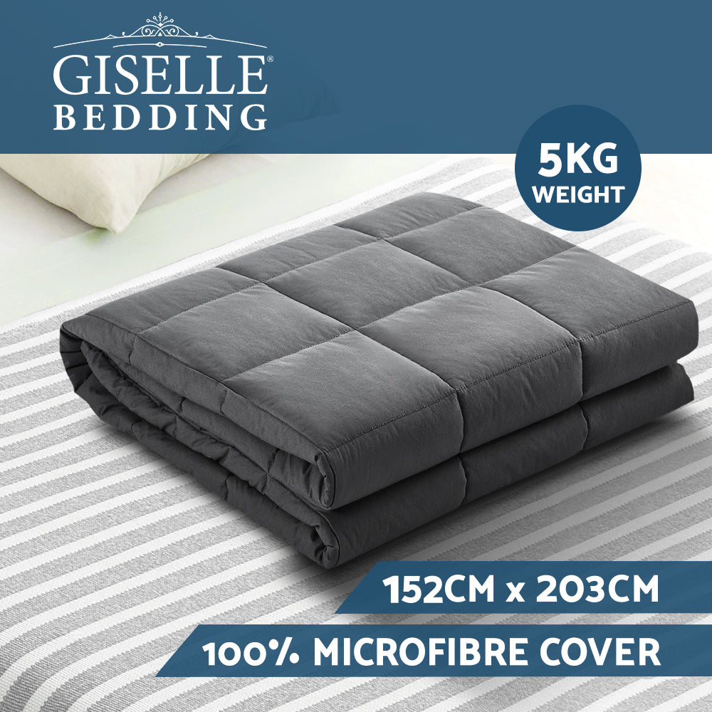 Weighted Blanket Adult 5KG Heavy Gravity Blankets Microfibre Cover Calming Relax Anxiety Relief Grey freeshipping - Awezingly