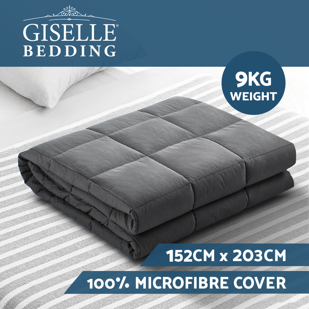Weighted Blanket Adult 9KG Heavy Gravity Blankets Microfibre Cover Calming Relax Anxiety Relief Grey freeshipping - Awezingly