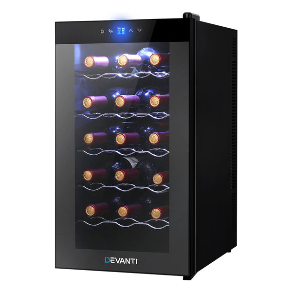 Devanti Cooler 18 Bottles Glass Door Beverage Cooler Thermoelectric Fridge Black freeshipping - Awezingly