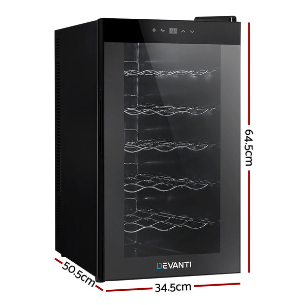 Devanti Cooler 18 Bottles Glass Door Beverage Cooler Thermoelectric Fridge Black freeshipping - Awezingly
