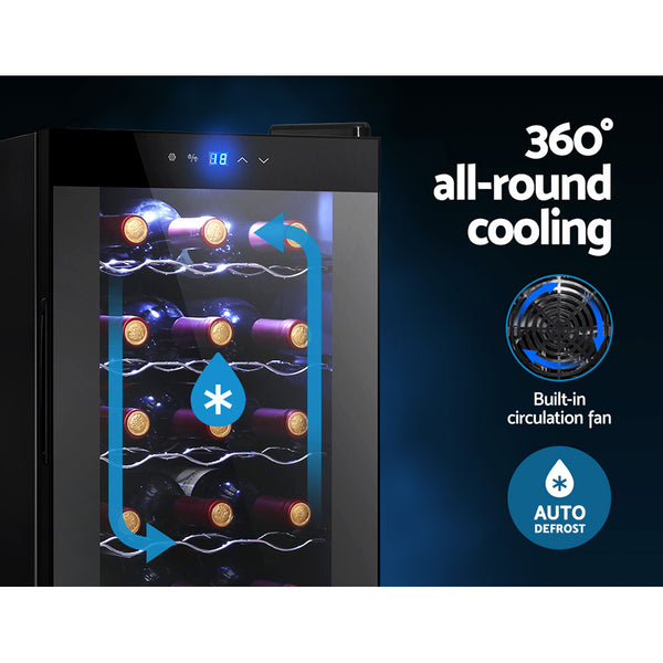 Devanti Cooler 18 Bottles Glass Door Beverage Cooler Thermoelectric Fridge Black freeshipping - Awezingly