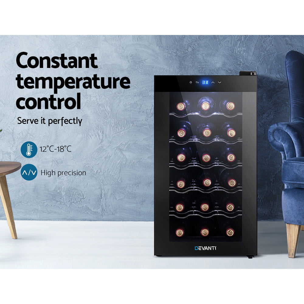 Devanti Cooler 18 Bottles Glass Door Beverage Cooler Thermoelectric Fridge Black freeshipping - Awezingly
