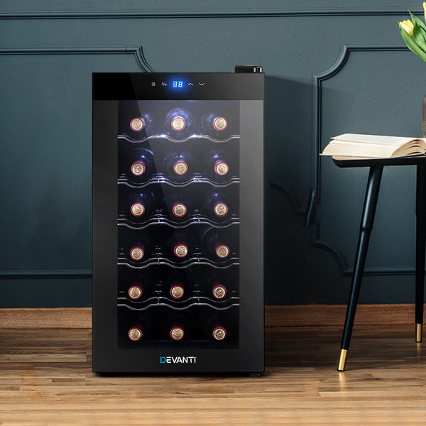 Devanti Cooler 18 Bottles Glass Door Beverage Cooler Thermoelectric Fridge Black freeshipping - Awezingly