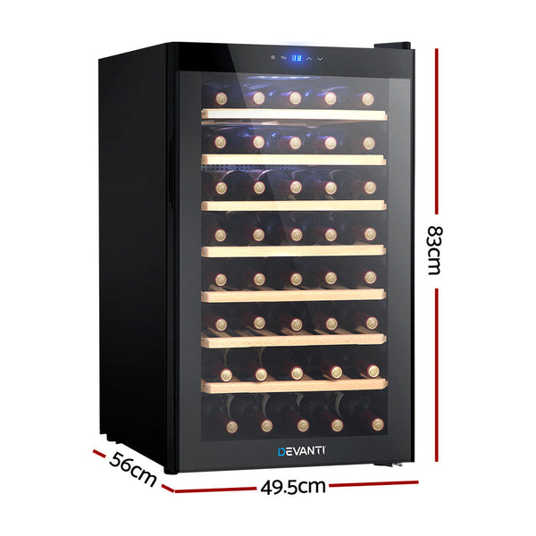 Devanti Wine Cooler Compressor Fridge Chiller Storage Cellar 51 Bottle Black Devanti