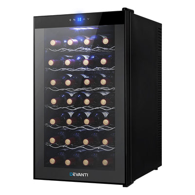 Devanti Cooler 28 Bottles Glass Door Beverage Cooler Thermoelectric Fridge Black