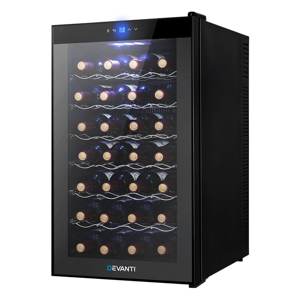 Devanti Cooler 28 Bottles Glass Door Beverage Cooler Thermoelectric Fridge Black freeshipping - Awezingly