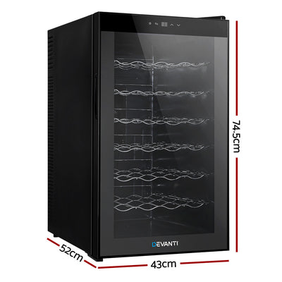 Devanti Cooler 28 Bottles Glass Door Beverage Cooler Thermoelectric Fridge Black