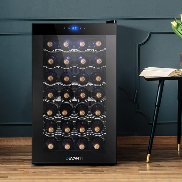 Devanti Cooler 28 Bottles Glass Door Beverage Cooler Thermoelectric Fridge Black freeshipping - Awezingly