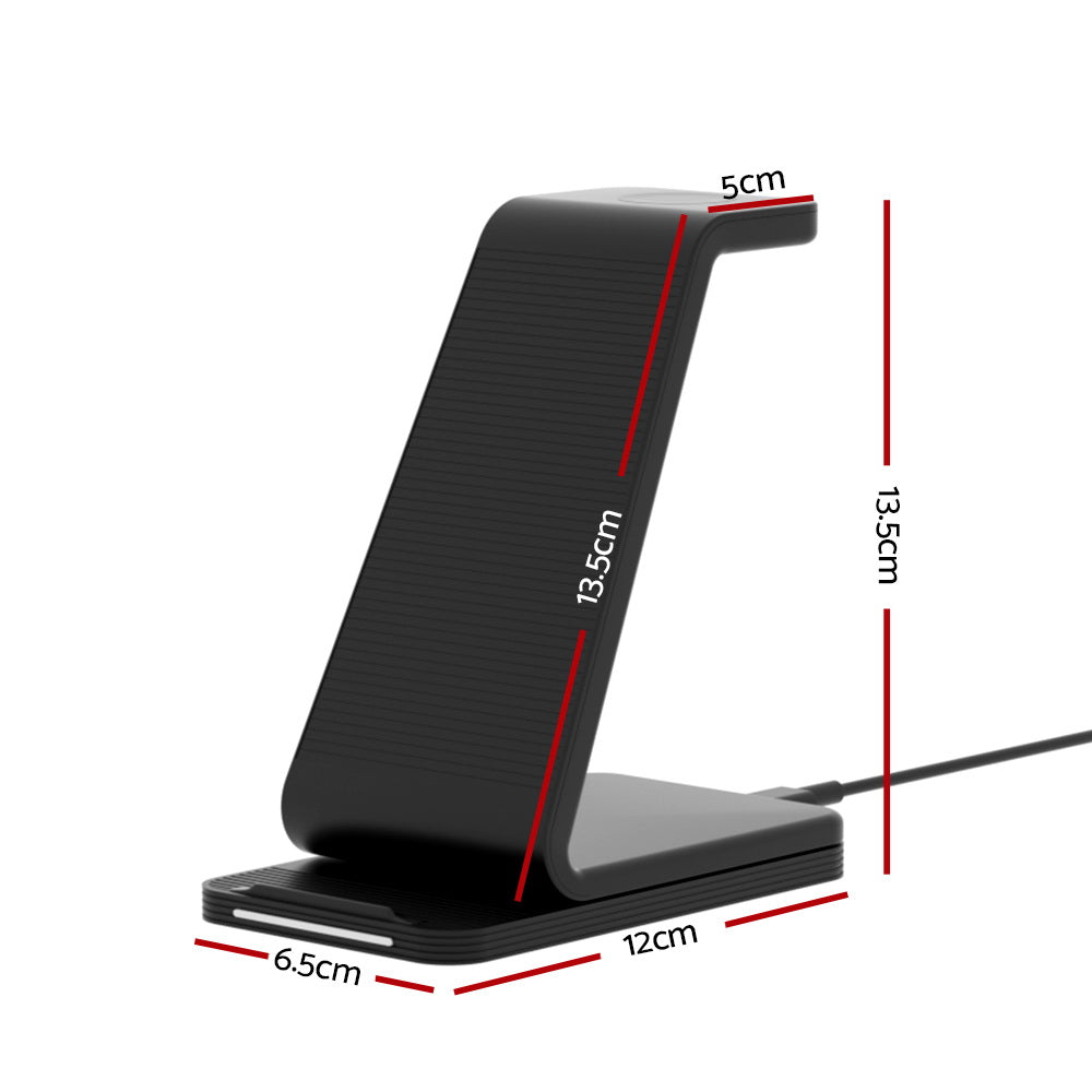 Devanti 3 in 1 Wireless Charger Dock 15W Fast Charging Stand Devanti