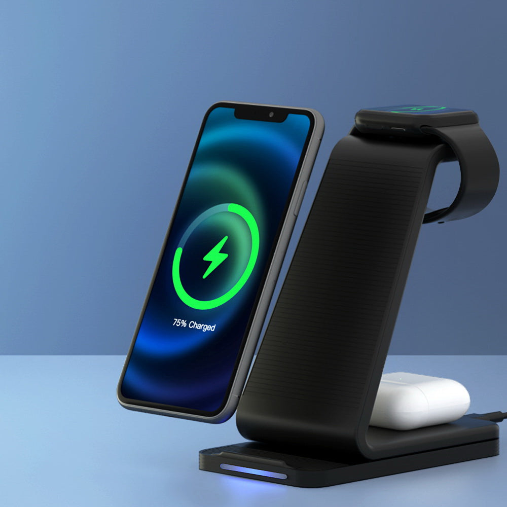 Devanti 3 in 1 Wireless Charger Dock 15W Fast Charging Stand Devanti