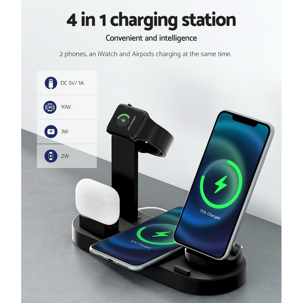 Devanti 4-in-1 Wireless Charger Dock Multi-function Charging Station for Phone Devanti