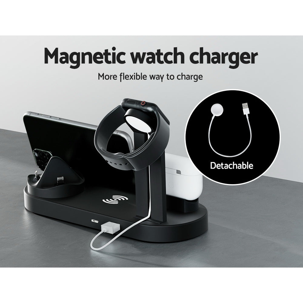 Devanti 4-in-1 Wireless Charger Dock Multi-function Charging Station for Phone Devanti